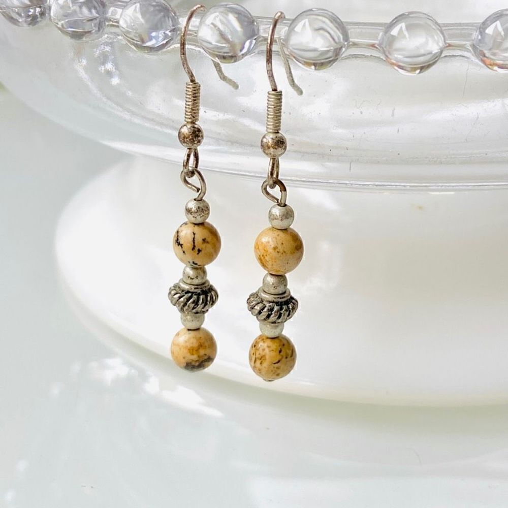 3/$15 Jasper Stone and Silver Dangle Earrings